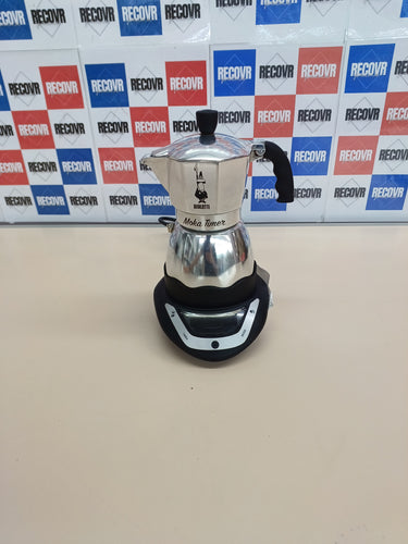 Cafetera Bialetti Eléctrico Moka Temporizador, Capacidad por 6 tazas, 365W, Plata / Negro